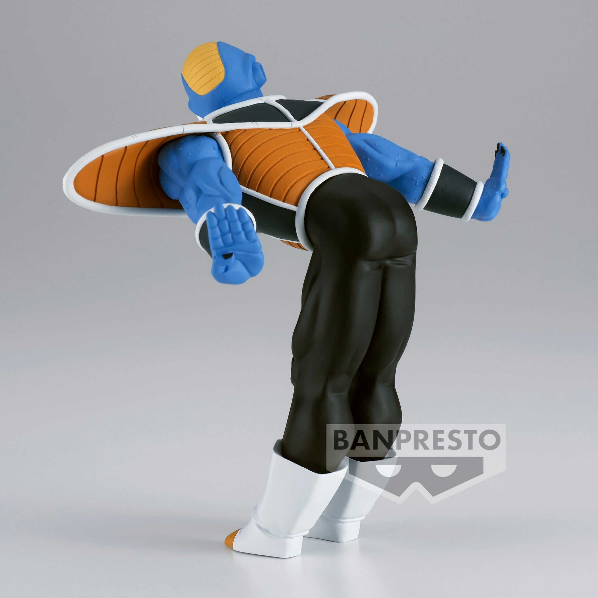 Figurine de Burter de Dragon Ball Z, mesurant 14 cm, représentant le personnage en pose emblématique avec les bras écartés, fabriquée par Banpresto.
