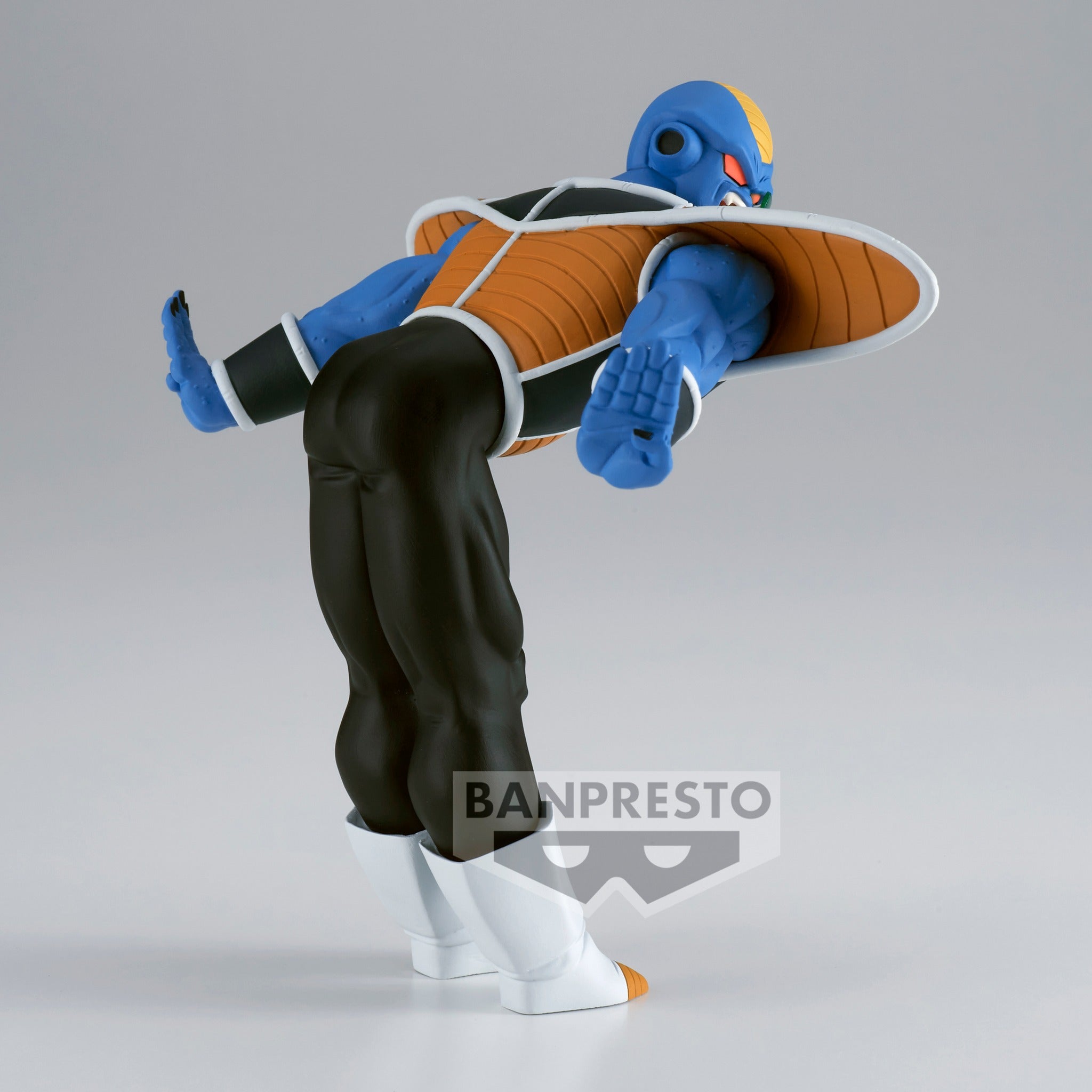 Figurine de Burter de Dragon Ball Z, mesurant 14 cm, représentant le personnage en pose emblématique avec les bras écartés, fabriquée par Banpresto.