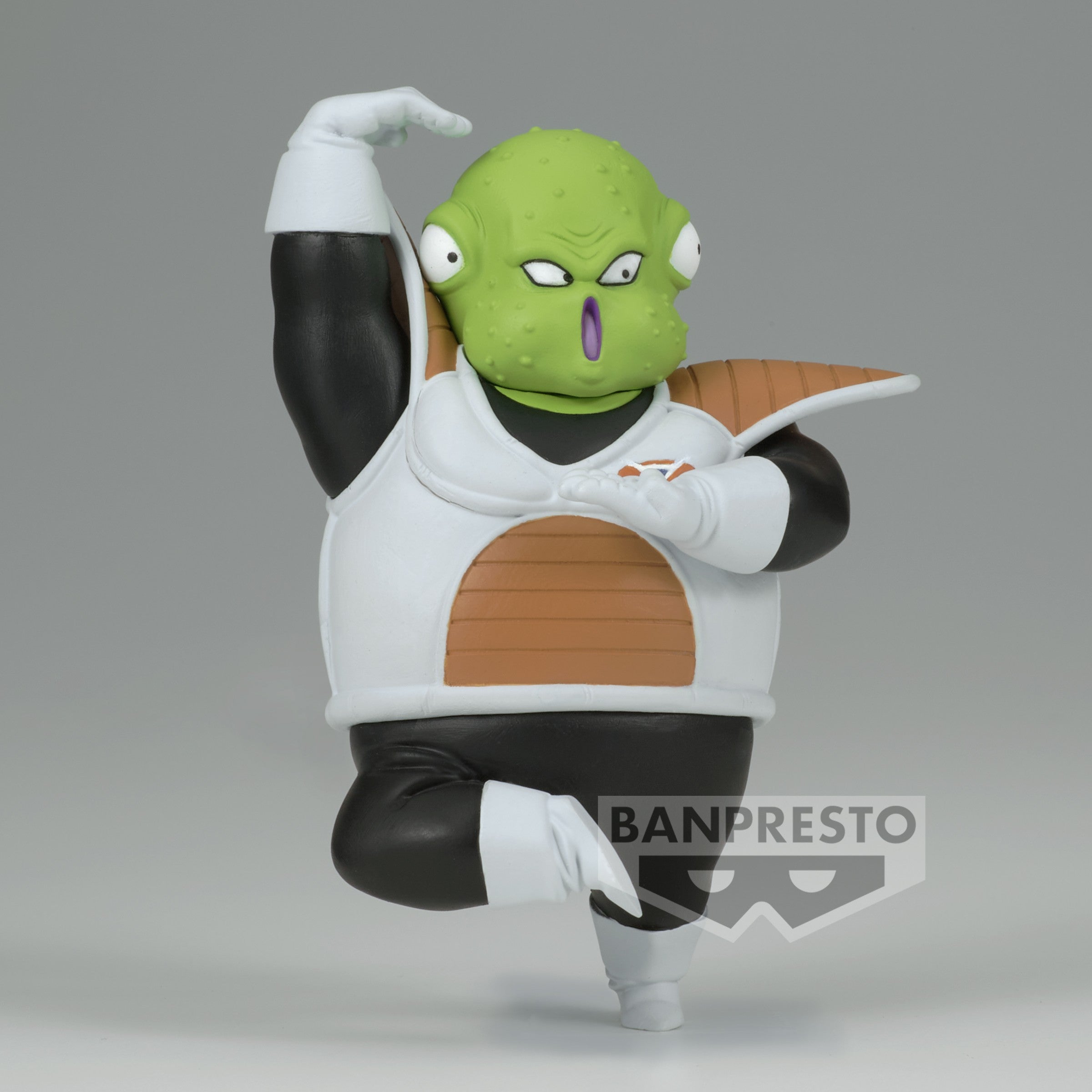 Figurine de Guldo du Commando Ginyu, mesurant 8 cm, représentant le personnage dans une pose caractéristique avec un socle spécial.