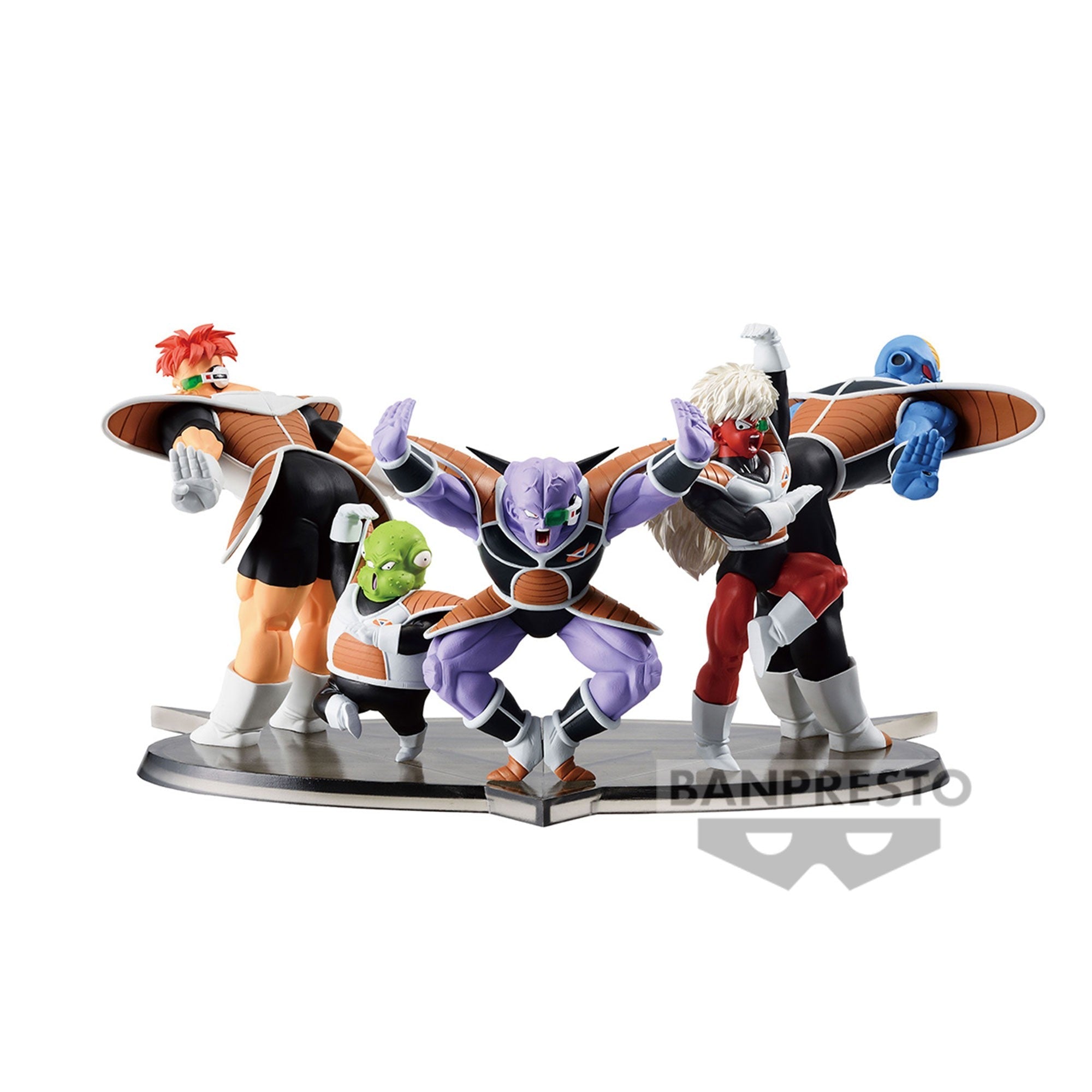 Figurine de Guldo du Commando Ginyu, mesurant 8 cm, représentant le personnage dans une pose caractéristique avec un socle spécial.