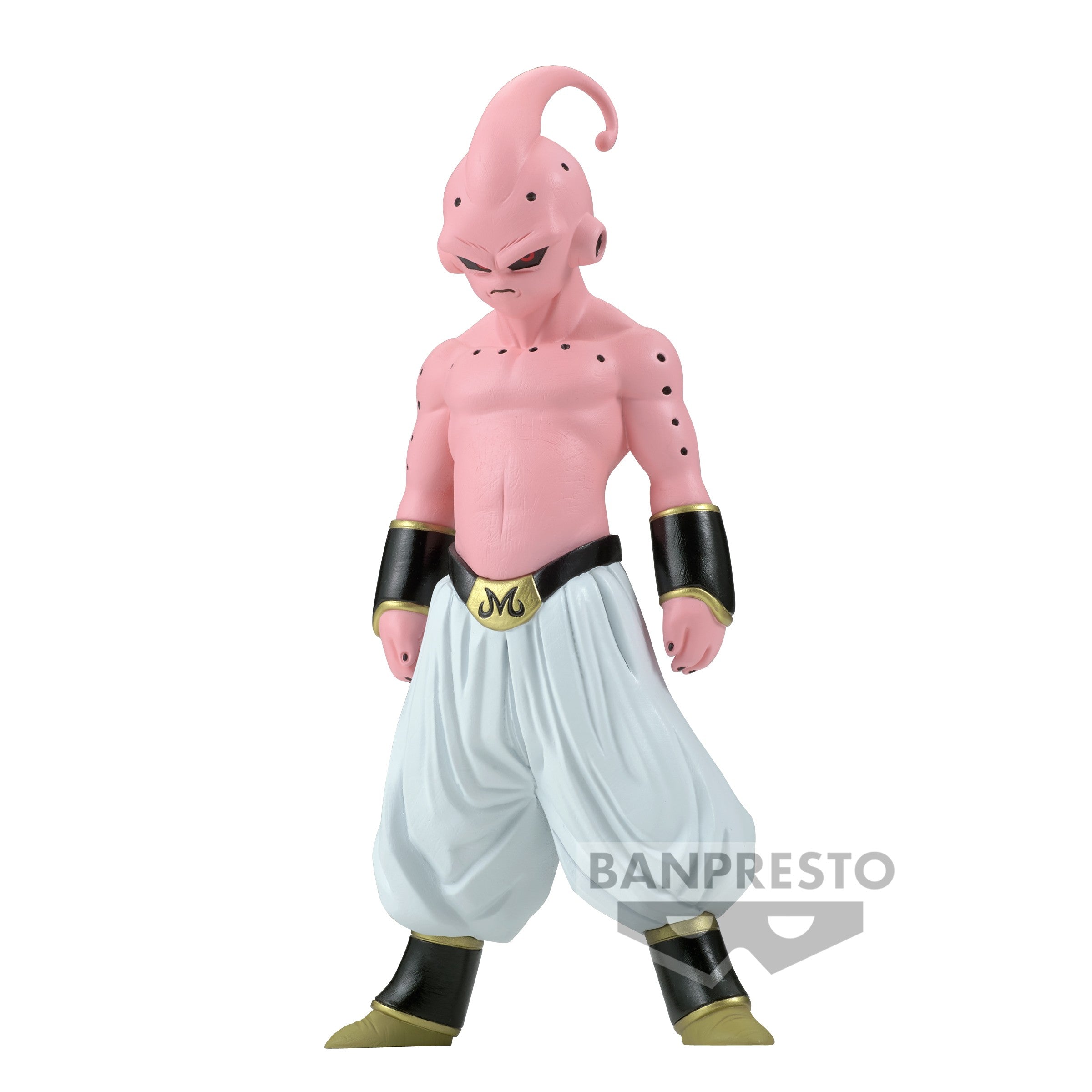Figurine de Kid Buu de Dragon Ball Z, mesurant 16 cm, représentant le personnage dans sa forme la plus puissante, avec une expression déterminée et une posture dynamique. Fabriquée par Banpresto.