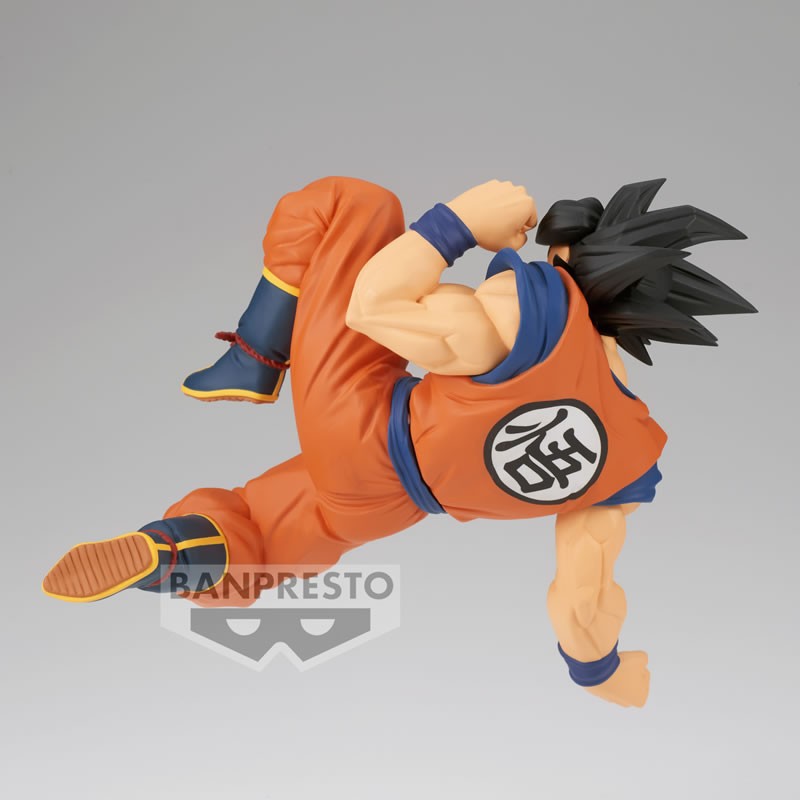 Figurine de Goku de la collection Match Makers, représentant le personnage en position dynamique avec des détails soignés, fabriquée par Banpresto.