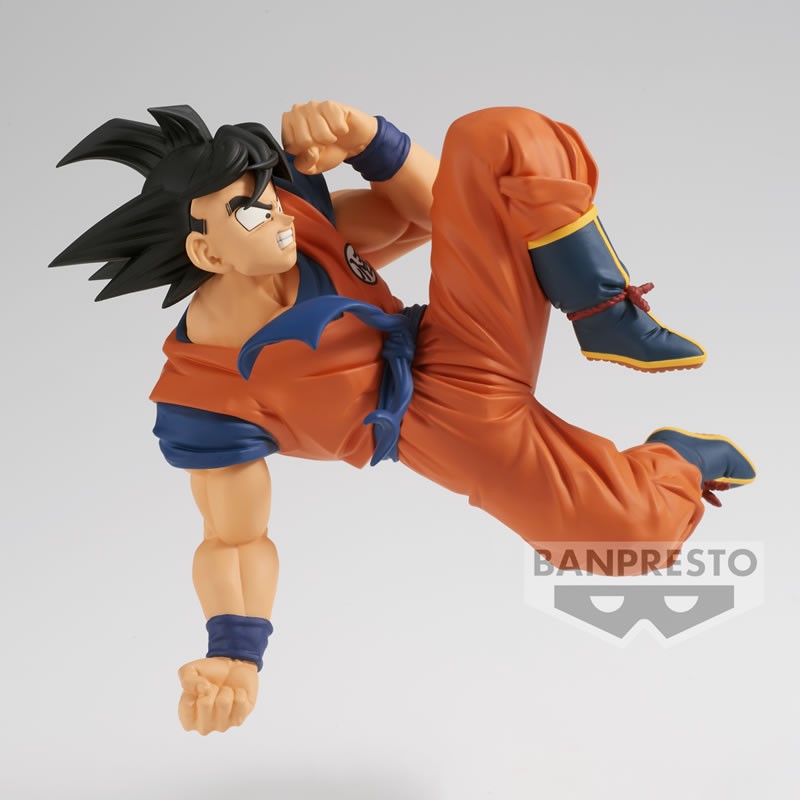 Figurine de Goku de la collection Match Makers, représentant le personnage en position dynamique avec des détails soignés, fabriquée par Banpresto.