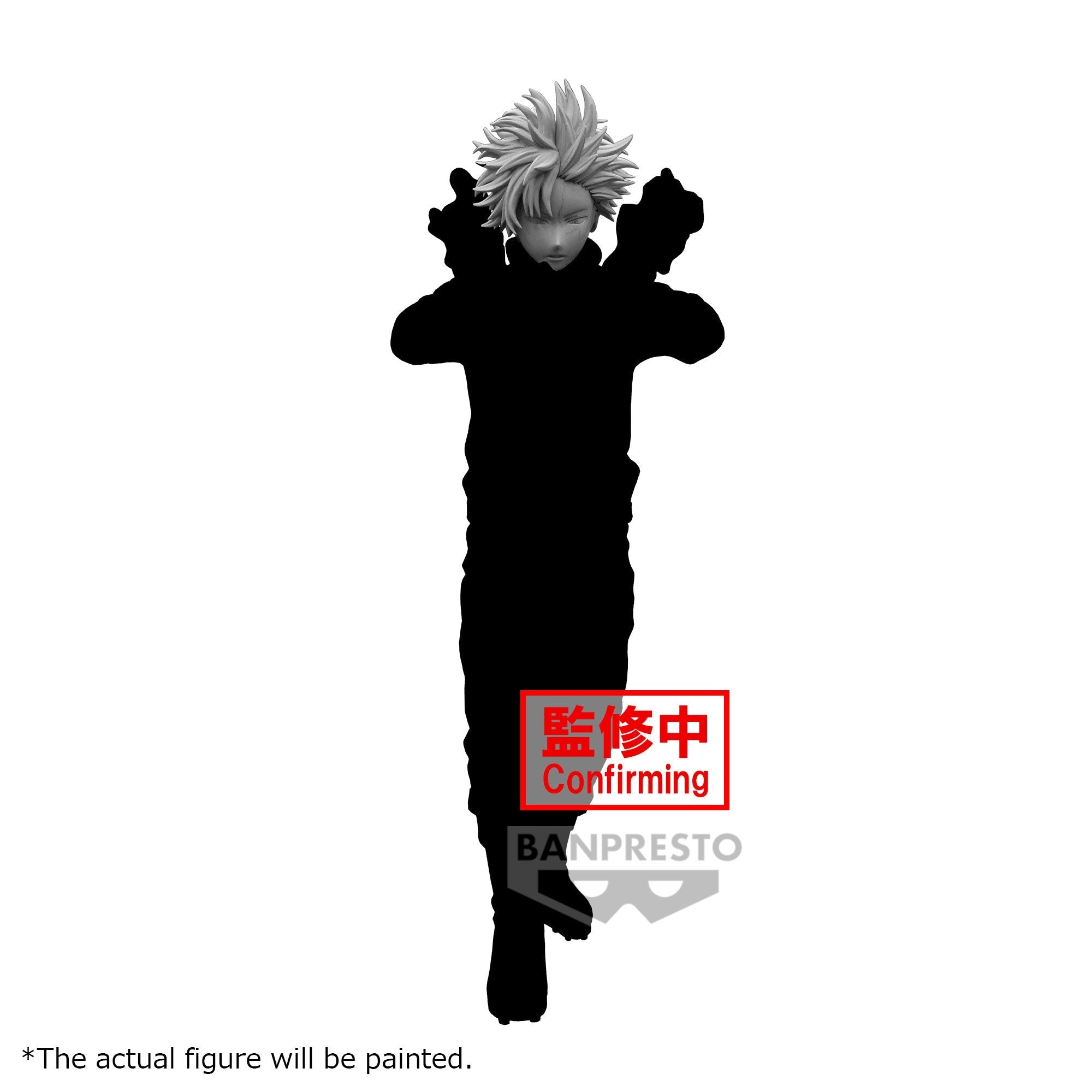 Vue 3/4 de face à mi-distance de la figurine de Shoto Todoroki de My Hero Academia en costume de héros, avec des effets de flamme et de glace.
