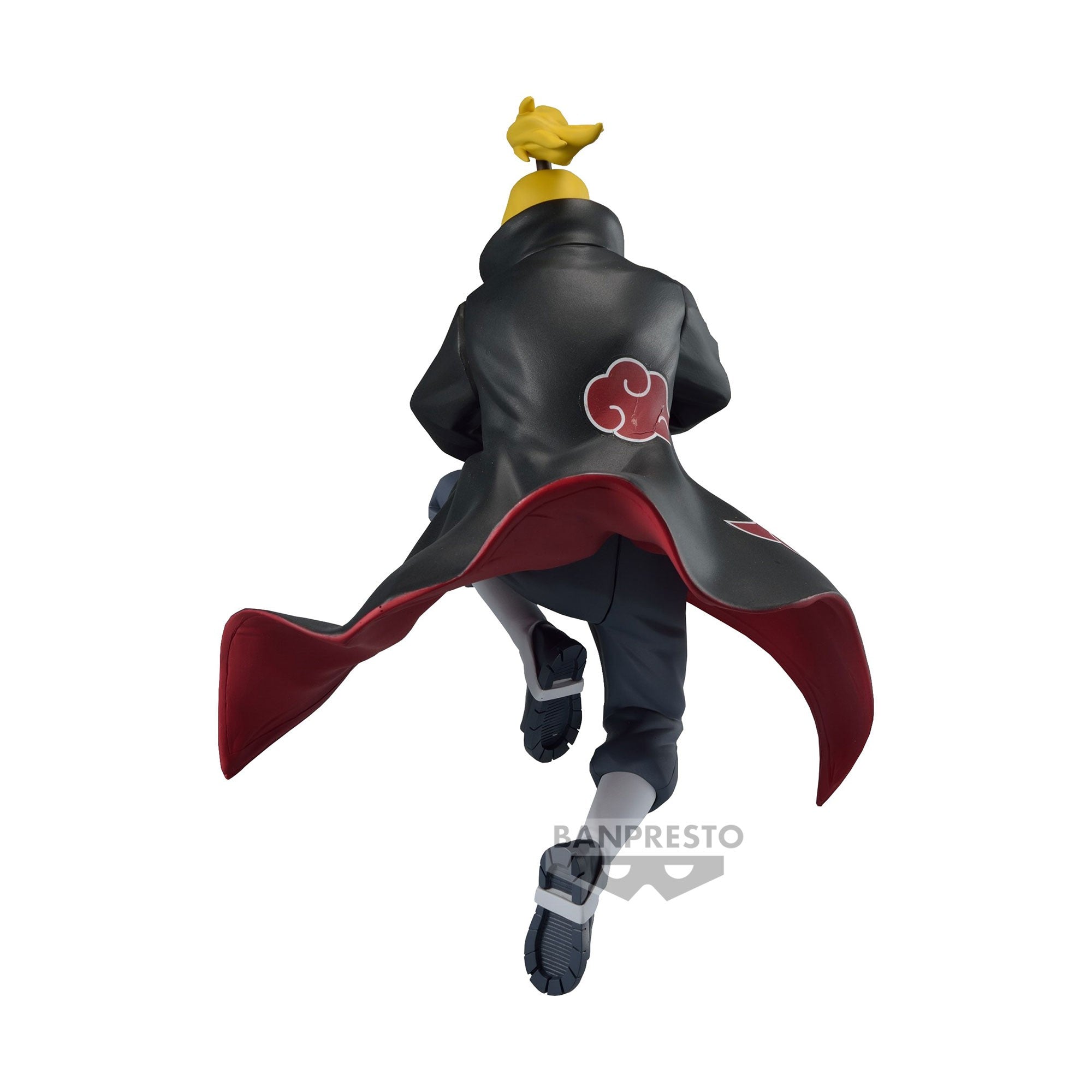 Figurine Deidara du manga Naruto portant le manteau de l'Akatsuki et utilisant son Ninjutsu.