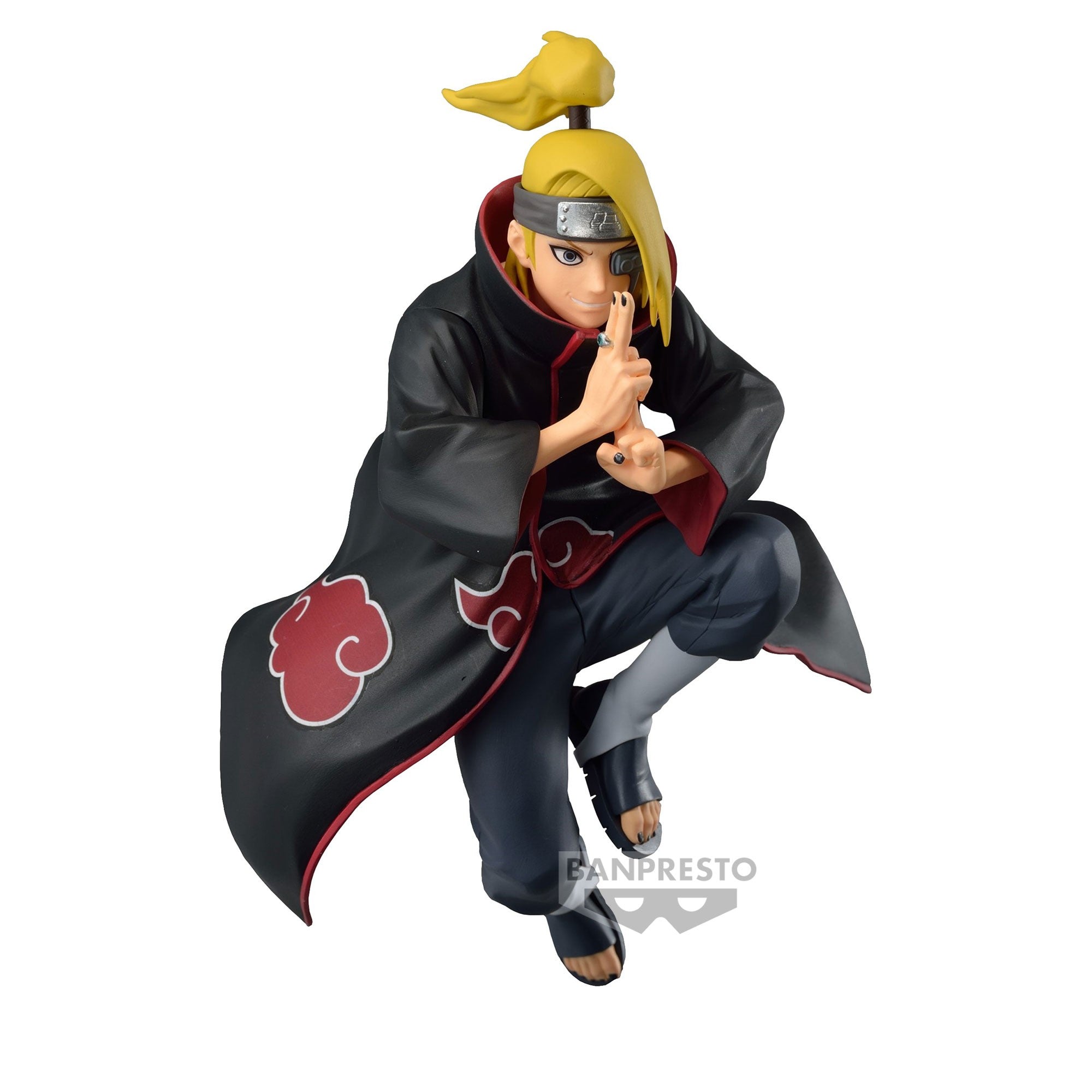 Figurine Deidara du manga Naruto portant le manteau de l'Akatsuki et utilisant son Ninjutsu.