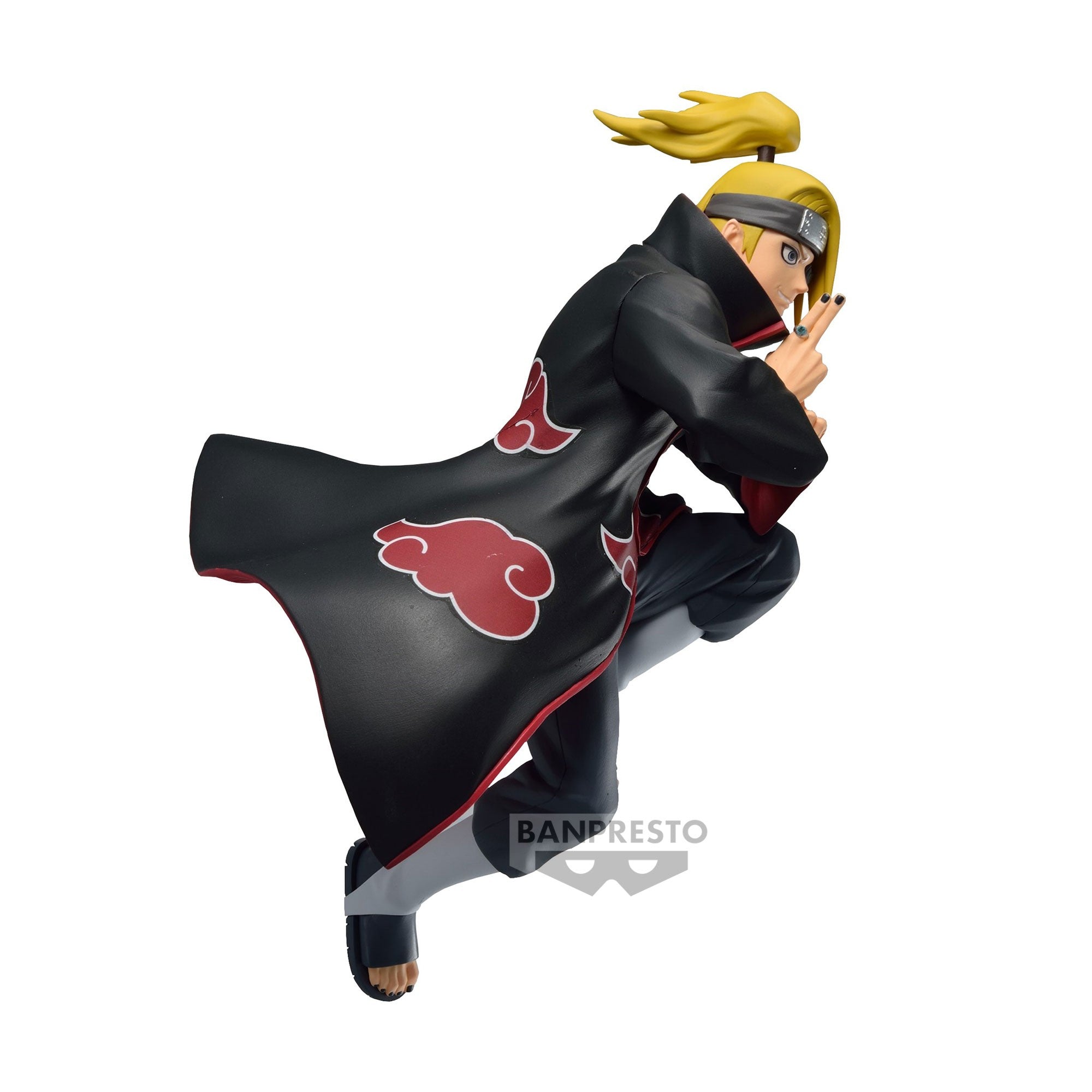 Figurine Deidara du manga Naruto portant le manteau de l'Akatsuki et utilisant son Ninjutsu.