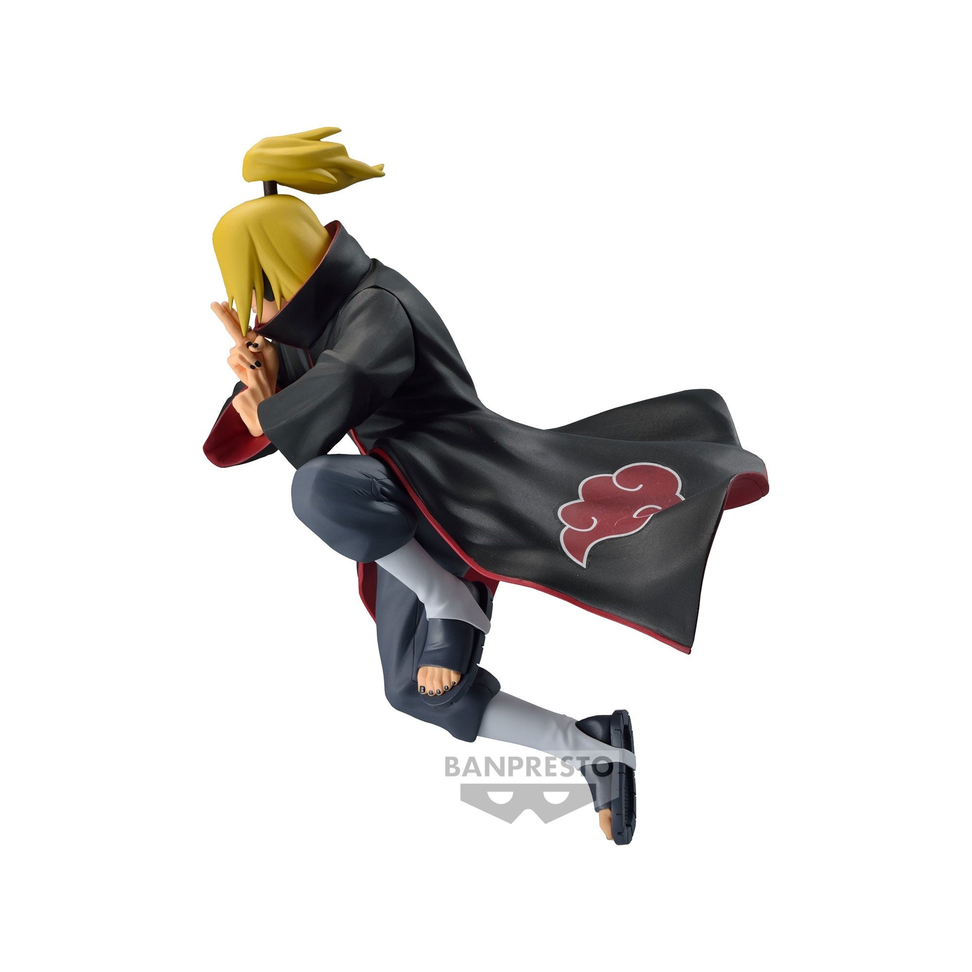Figurine Deidara du manga Naruto portant le manteau de l'Akatsuki et utilisant son Ninjutsu.