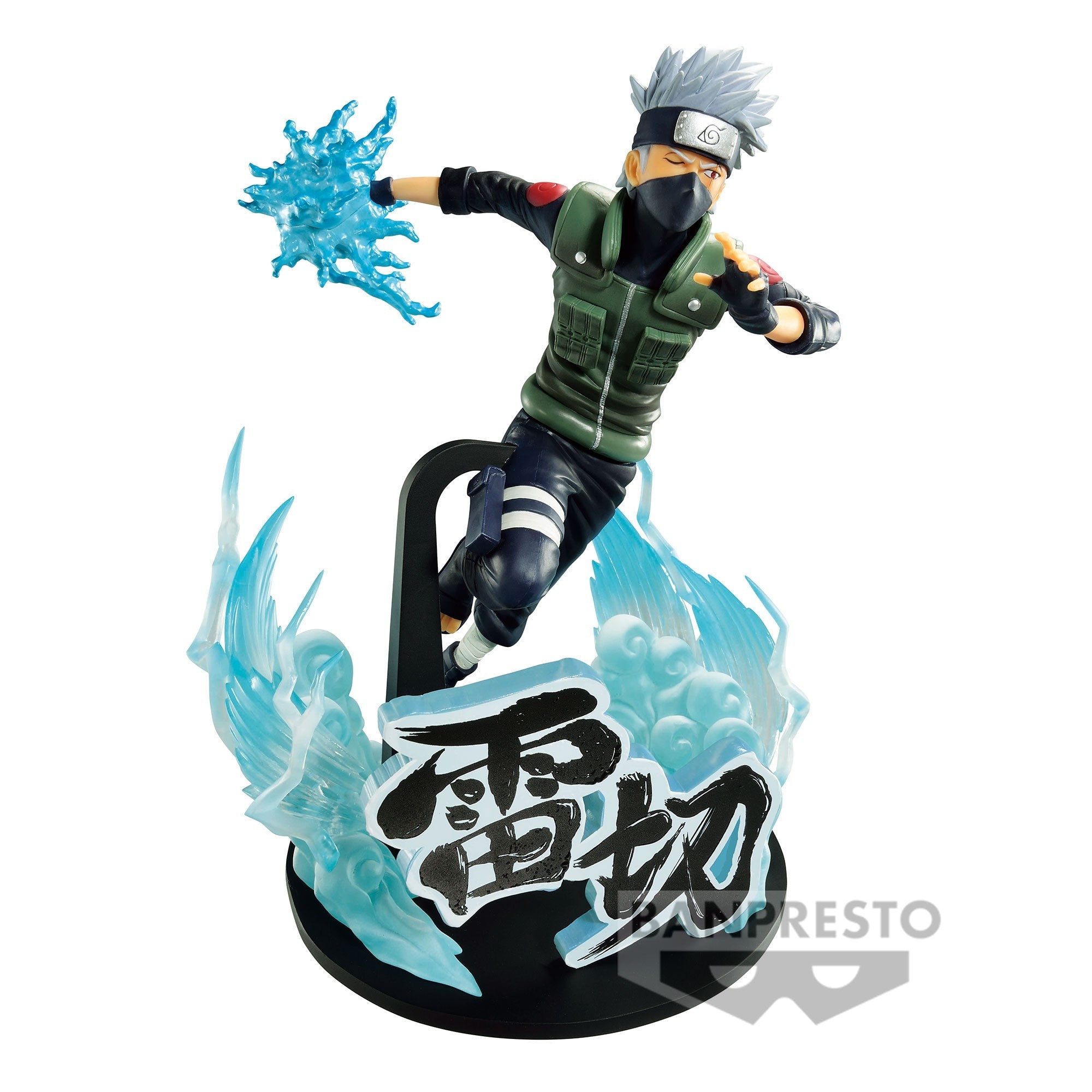Figurine de Kakashi Hatake en PVC de 21 cm dans une pose dynamique avec Chidori et Sharingan.