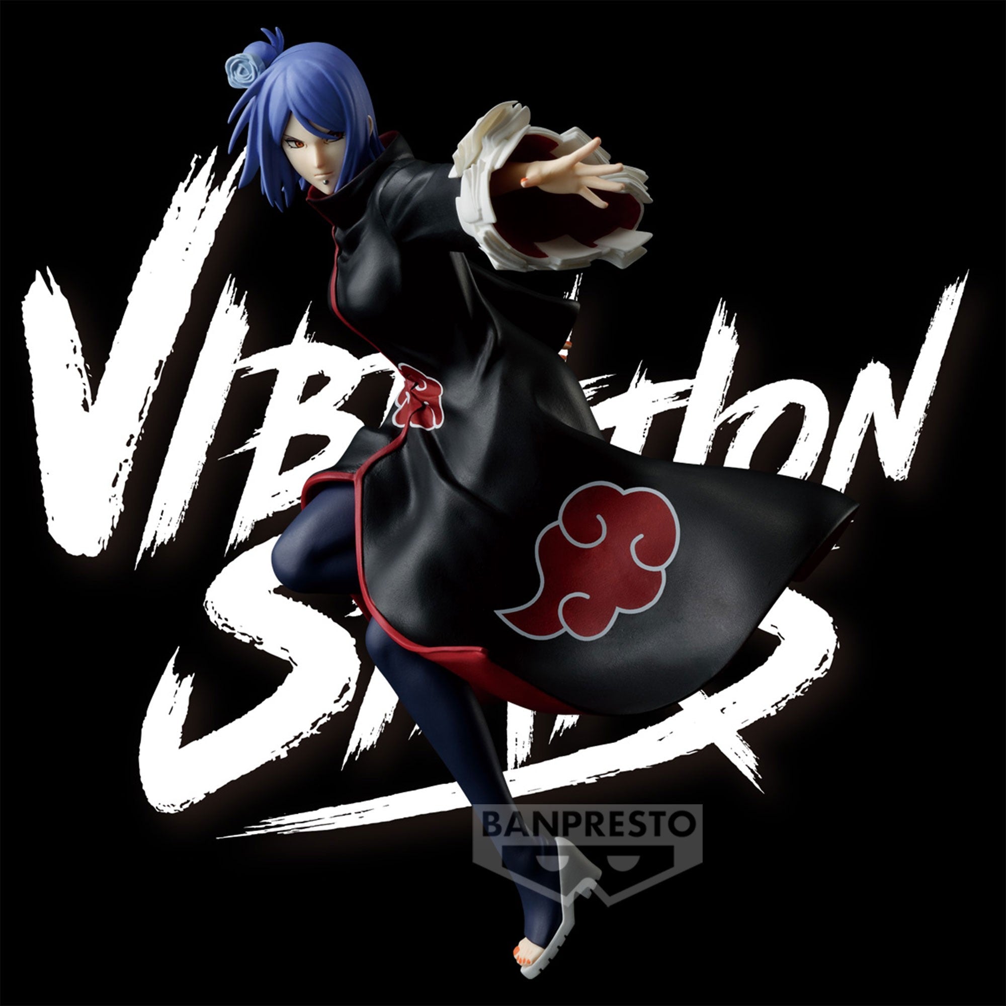 Figurine de Konan de l'Akatsuki en PVC, mesurant 15 cm, avec un manteau aux motifs de nuage rouge.