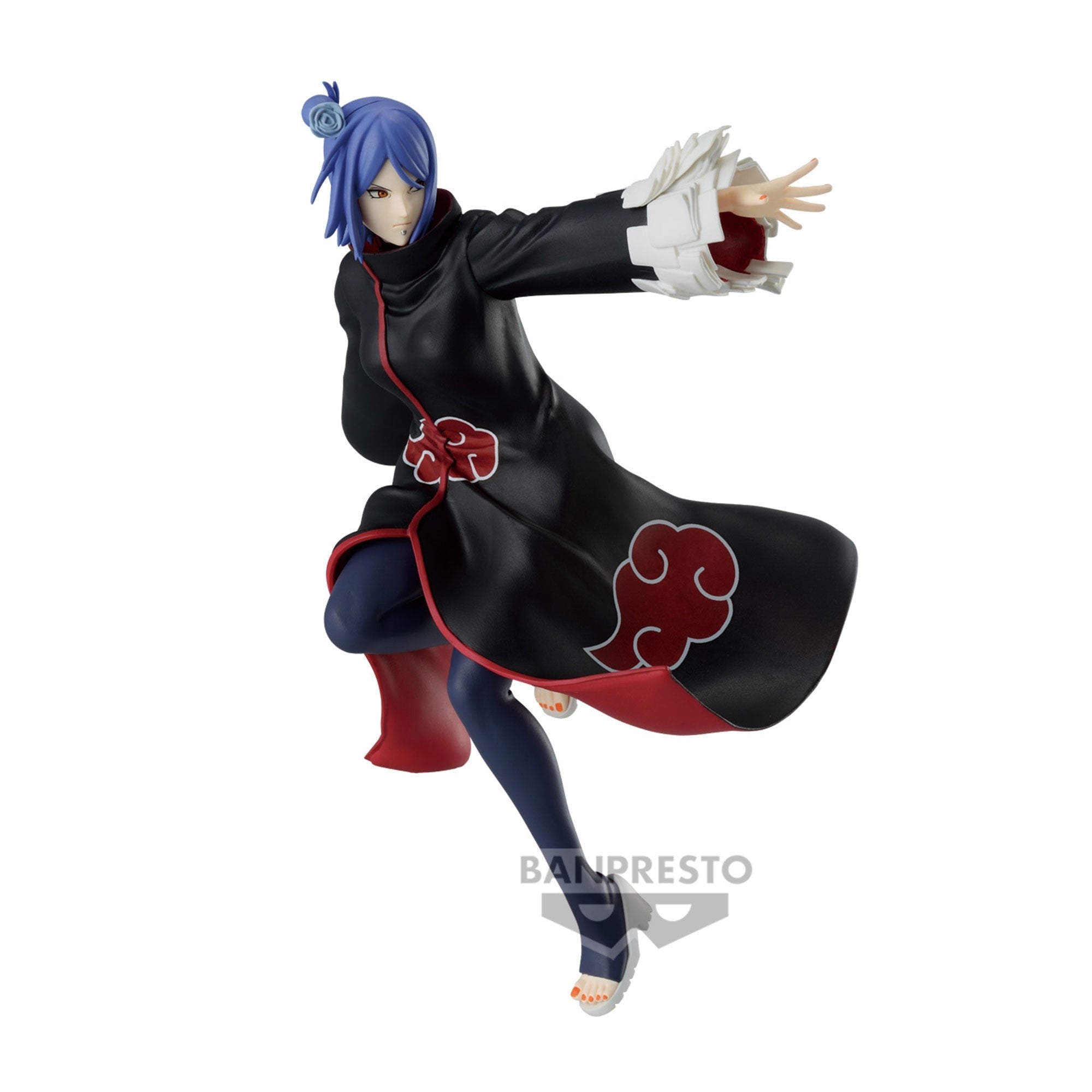 Figurine de Konan de l'Akatsuki en PVC, mesurant 15 cm, avec un manteau aux motifs de nuage rouge.