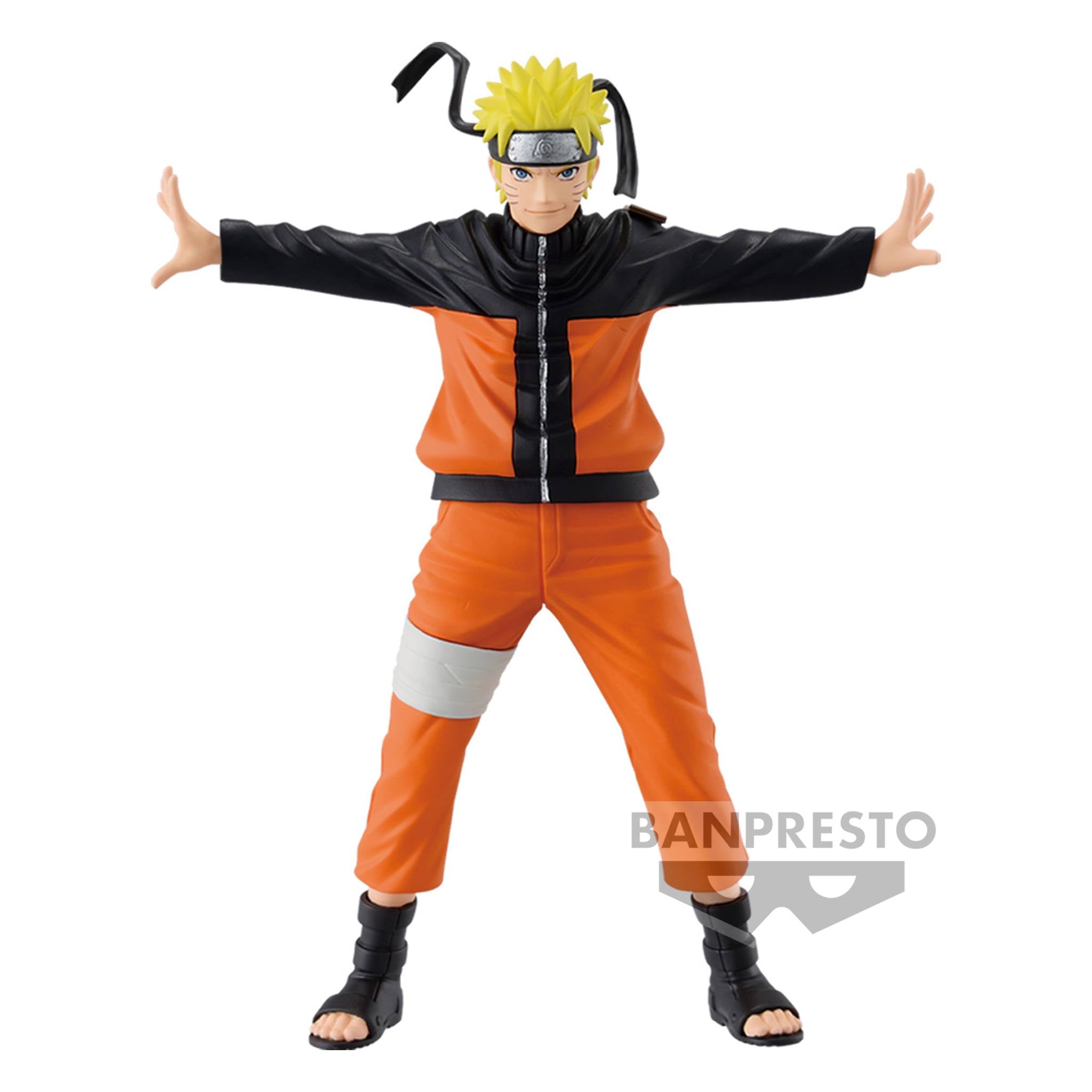 Figurine de Naruto Uzumaki en PVC, écartant les bras avec Kurama en arrière-plan.