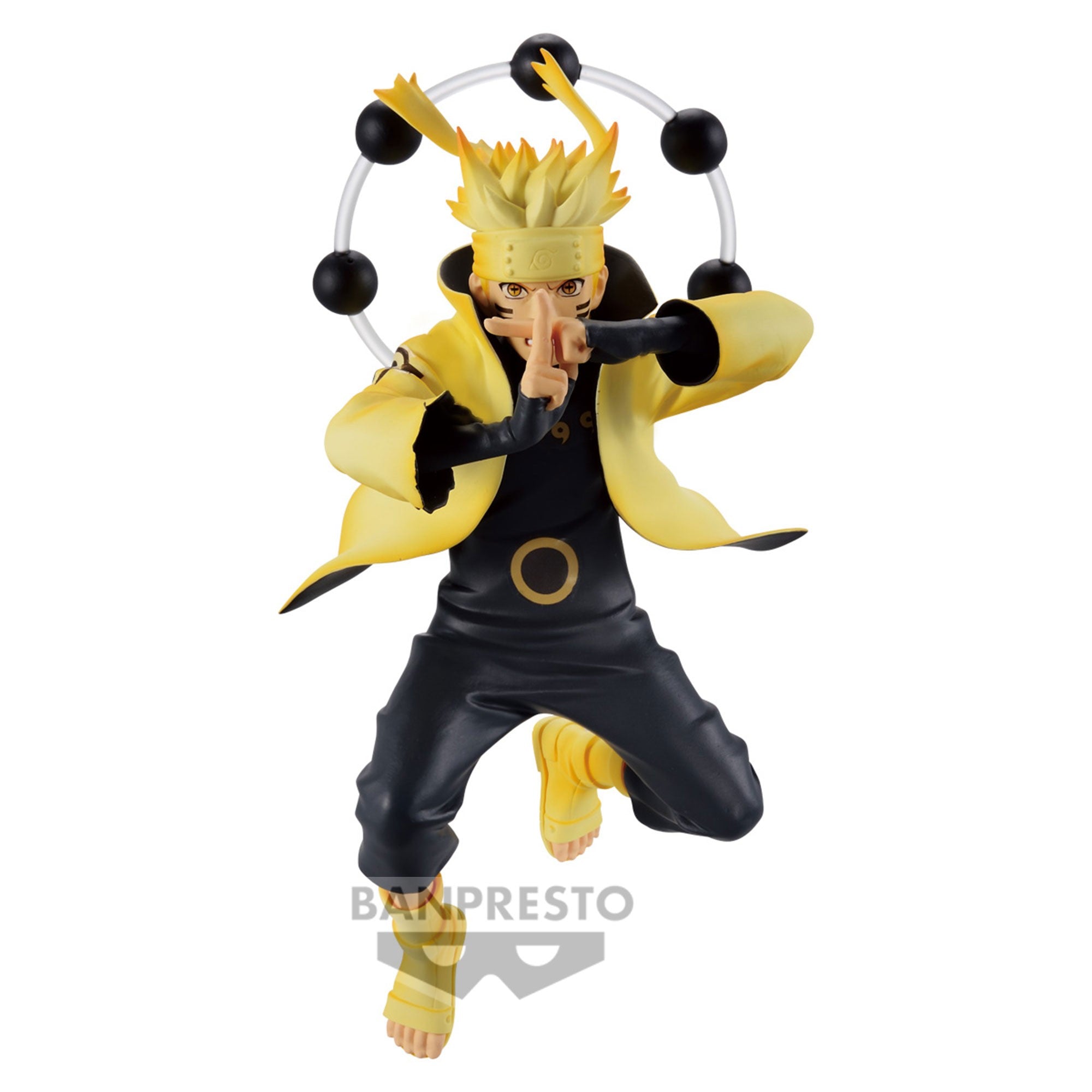Figurine de Naruto Uzumaki en mode ermite avec une posture emblématique et des Sphères de Vérité.