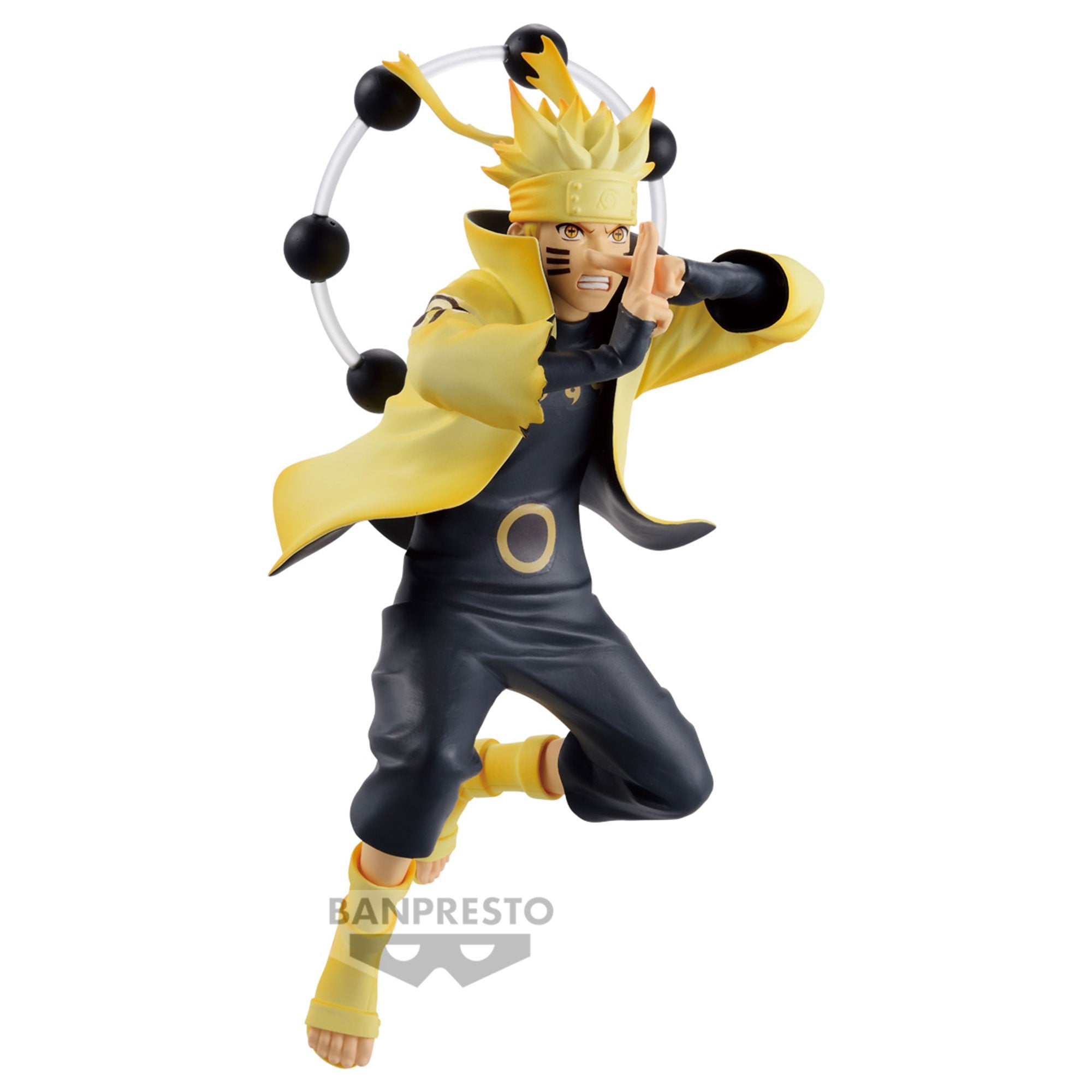 Figurine de Naruto Uzumaki en mode ermite avec une posture emblématique et des Sphères de Vérité.