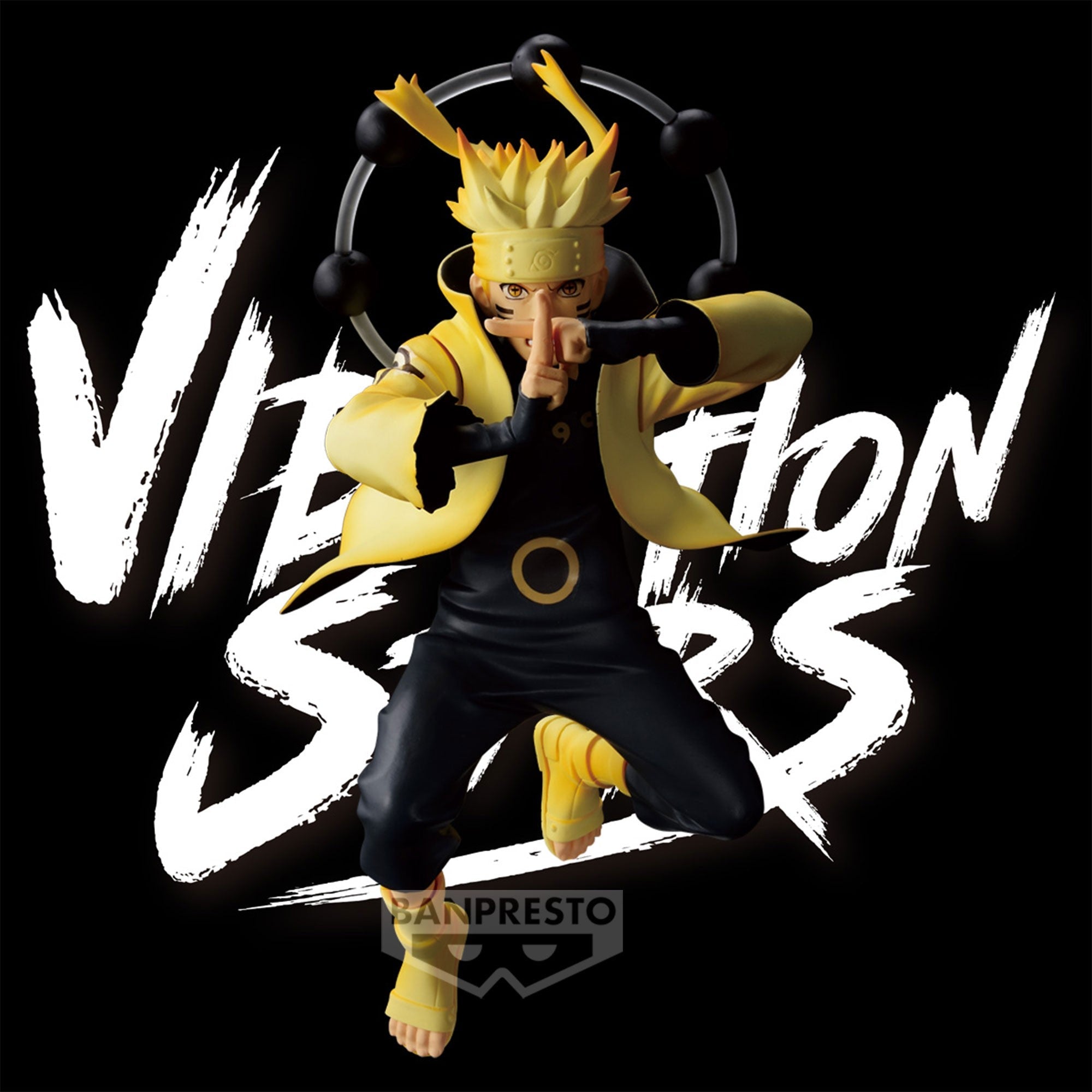 Figurine de Naruto Uzumaki en mode ermite avec une posture emblématique et des Sphères de Vérité.