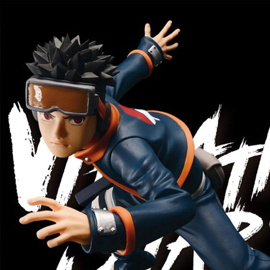 Figurine d'Obito Uchiha de Naruto Shippuden, en PVC, avec Sharingan apparent et pose dynamique.