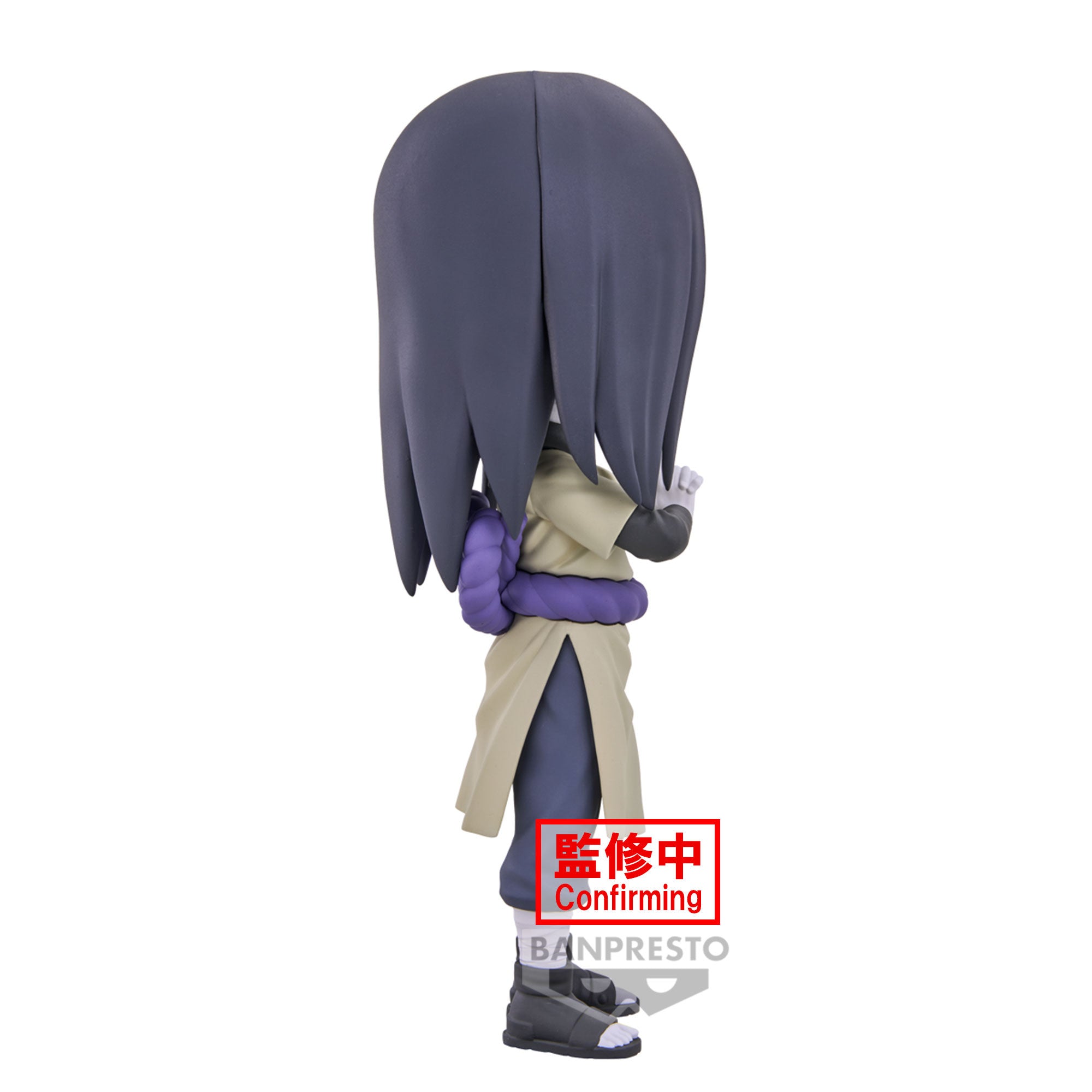 Figurine d'Orochimaru avec cheveux noirs, yeux dorés, expression malicieuse et mains jointes pour une technique ninjutsu.