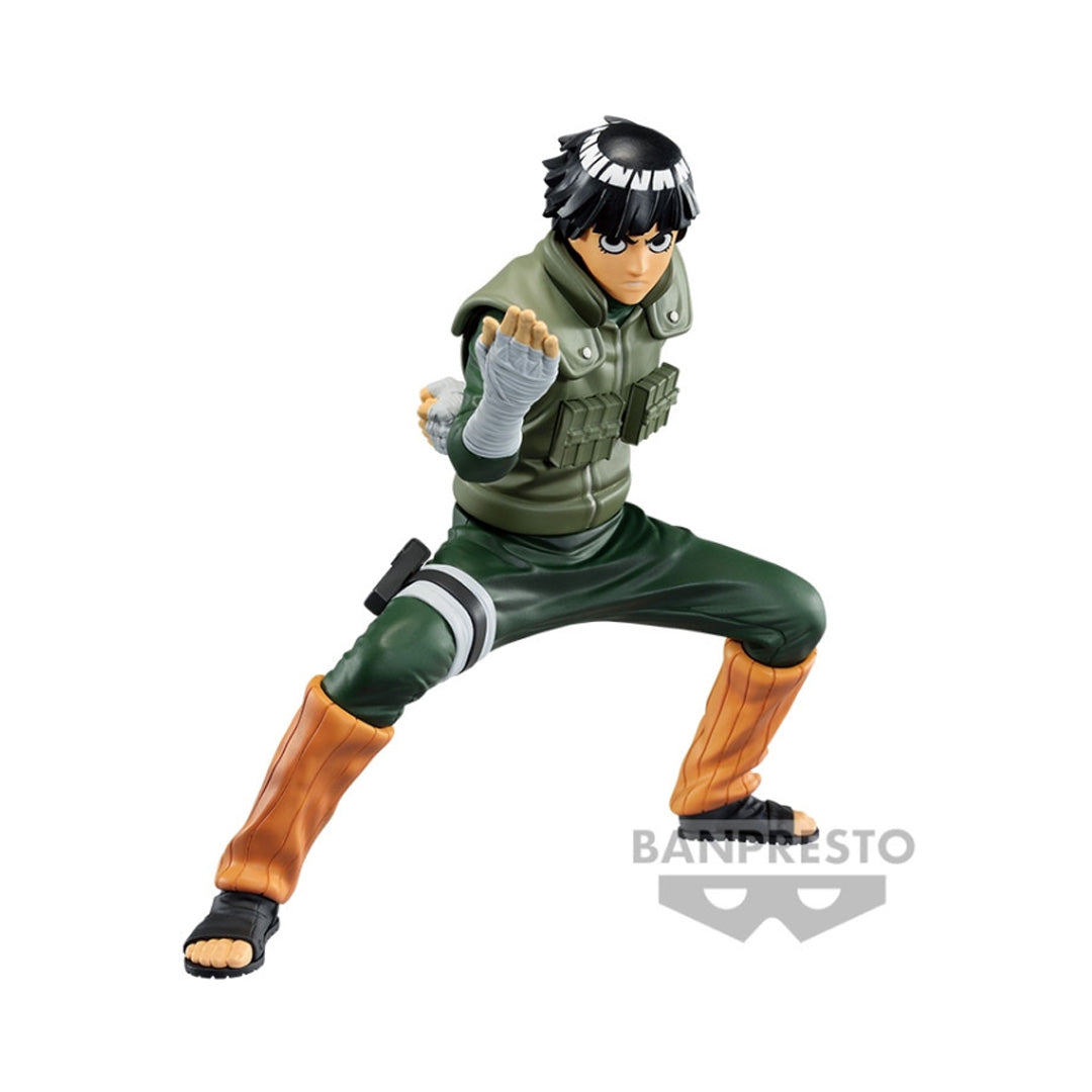 Figurine de Rock Lee en position de garde, très détaillée, fabriquée par BANPRESTO.