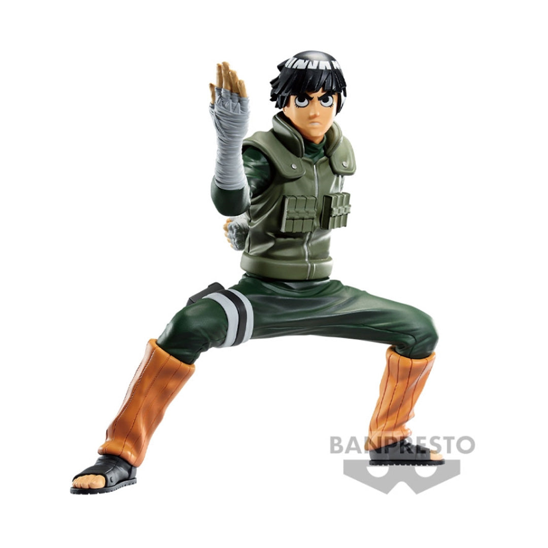 Figurine de Rock Lee en position de garde, très détaillée, fabriquée par BANPRESTO.