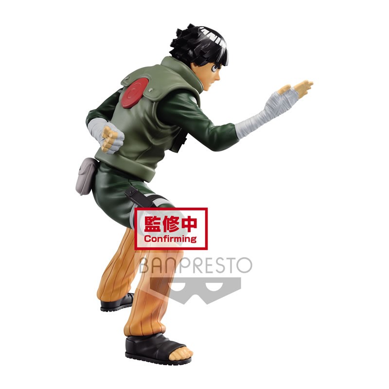 Figurine de Rock Lee en position de garde, très détaillée, fabriquée par BANPRESTO.