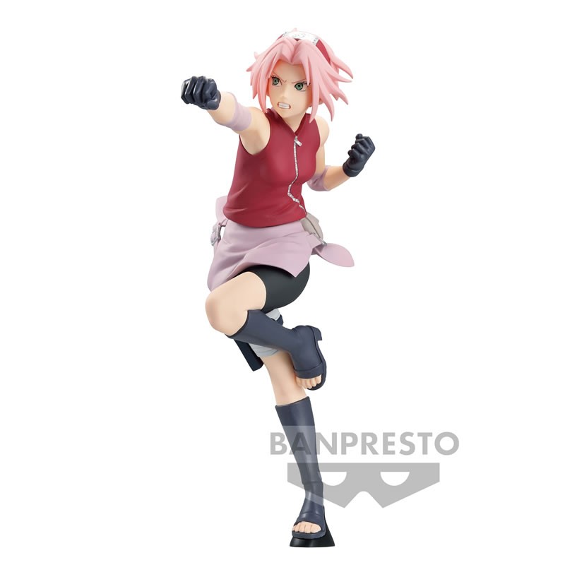 Figurine de Sakura Haruno de la série Naruto, en PVC, avec des détails soignés et une pose dynamique.