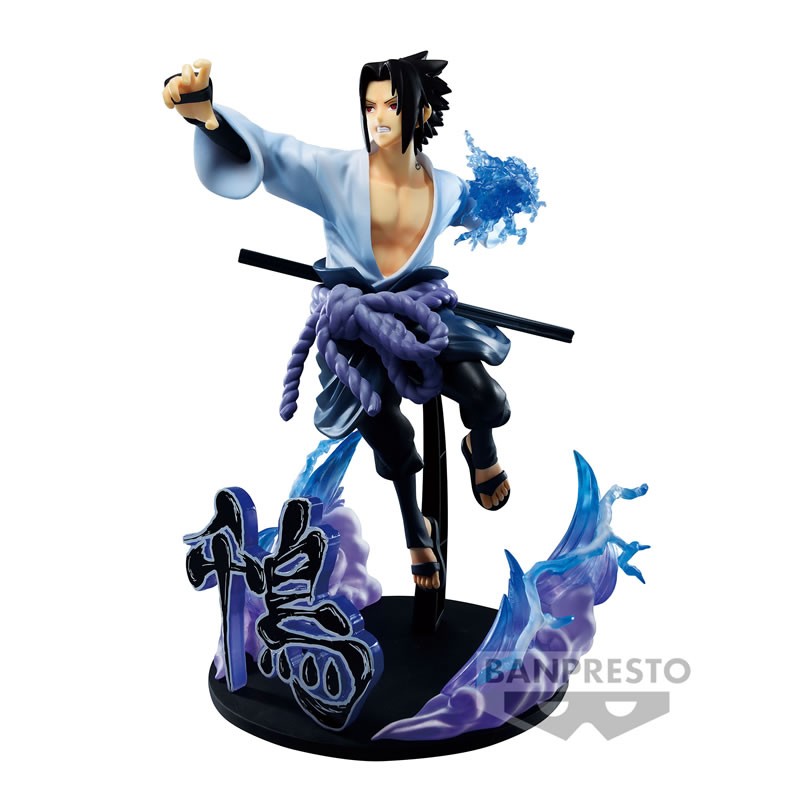 Figurine de Sasuke Uchiha exécutant le Chidori avec un diorama dynamique et des effets spéciaux.