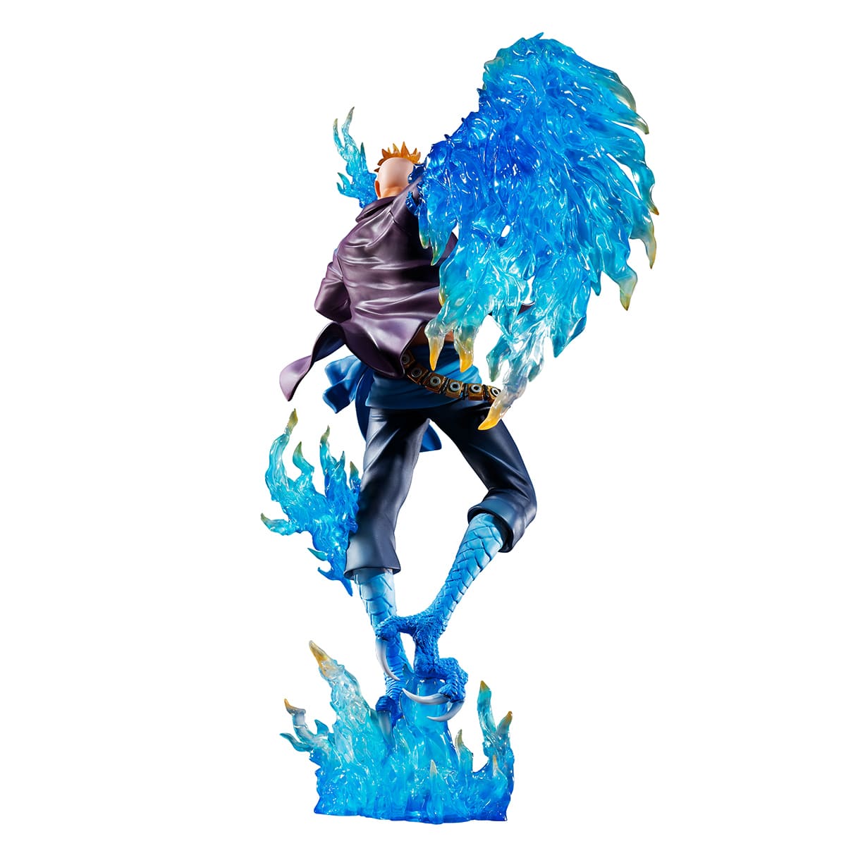 Marco le Phenix, personnage emblématique de One Piece, représenté en pose dynamique utilisant son Fruit du Démon sous forme hybride, avec des détails minutieux et une peinture de haute qualité.