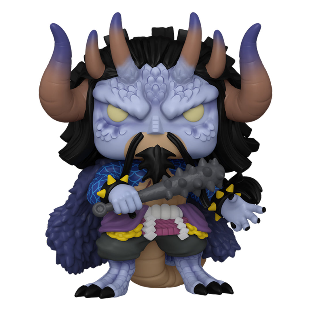 Figurine Pop de Kaido, mi-homme mi-dragon, affichant une pose dynamique avec des écailles et des cornes, fabriquée en PVC par Funko.