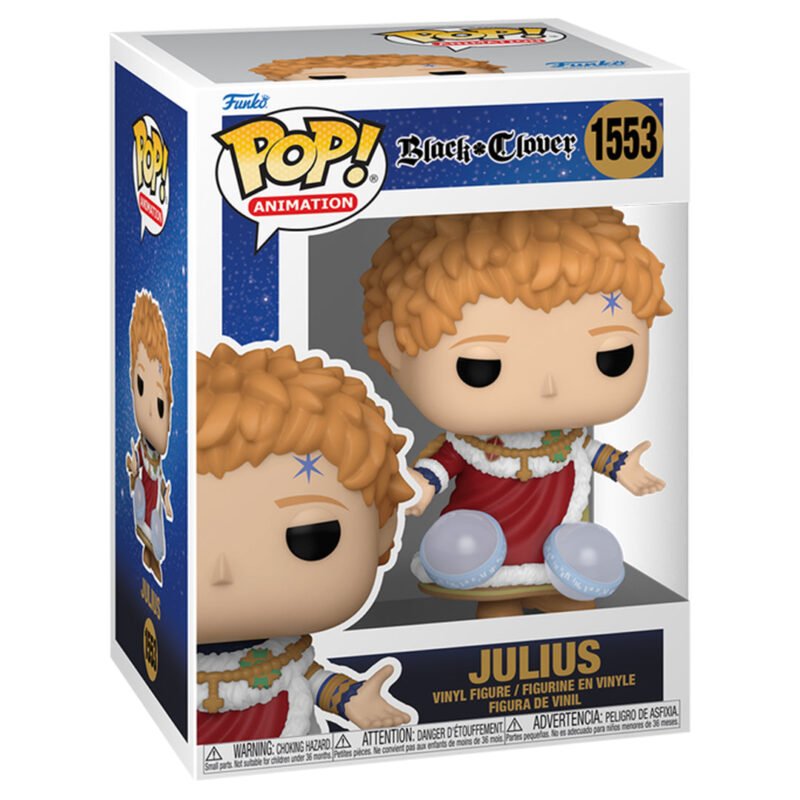 black-clover-figurine-pop-julius-novachrono-1553_2 Vue de face en plan d'ensemble de la Funko Pop de Julius Novachrono de Black Clover dans sa boîte.