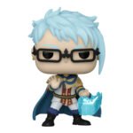 black-clover-figurine-pop-klaus-1554_1 Vue 3/4 avant en plan d'ensemble de la Funko Pop Klaus de Black Clover, avec un effet magique bleu translucide dans l'autre main.