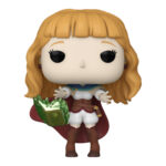 Vue de face en plan d'ensemble de la Funko Pop de Mimosa de Black Clover tenant un livre magique.