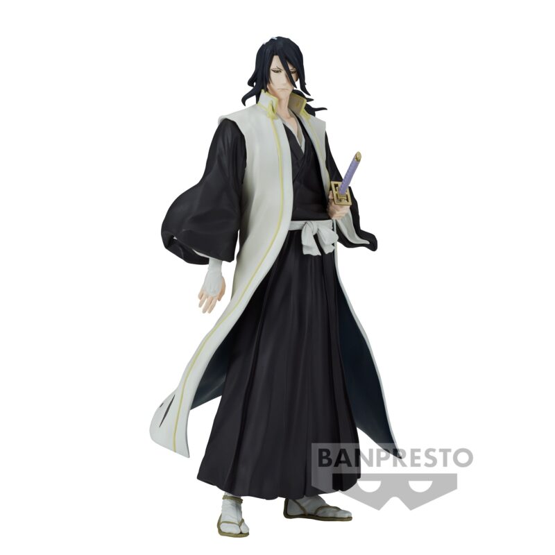 Figurine Byakuya Bleach pose badasse, main sur zanpakuto