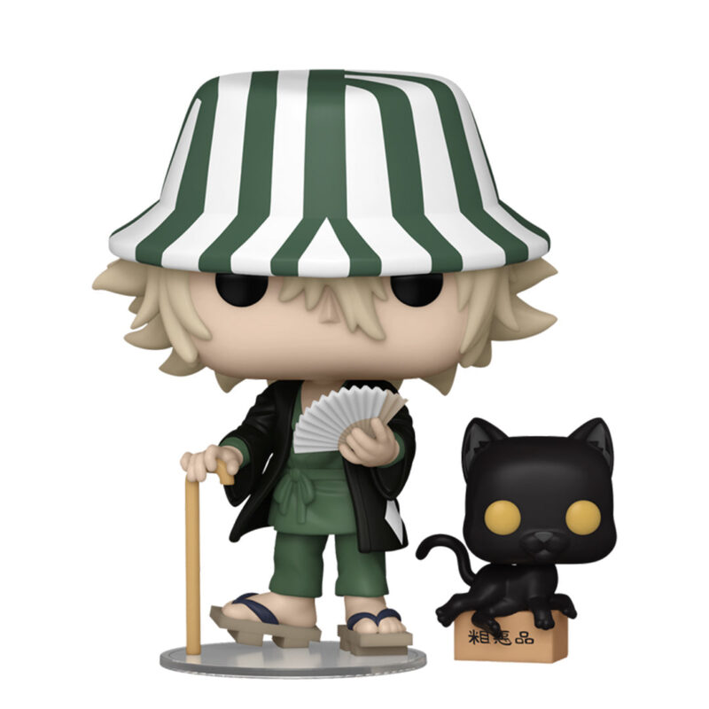 Figurine Kisuke Urahara Bleach canne, chapeau rayé vert et blanc