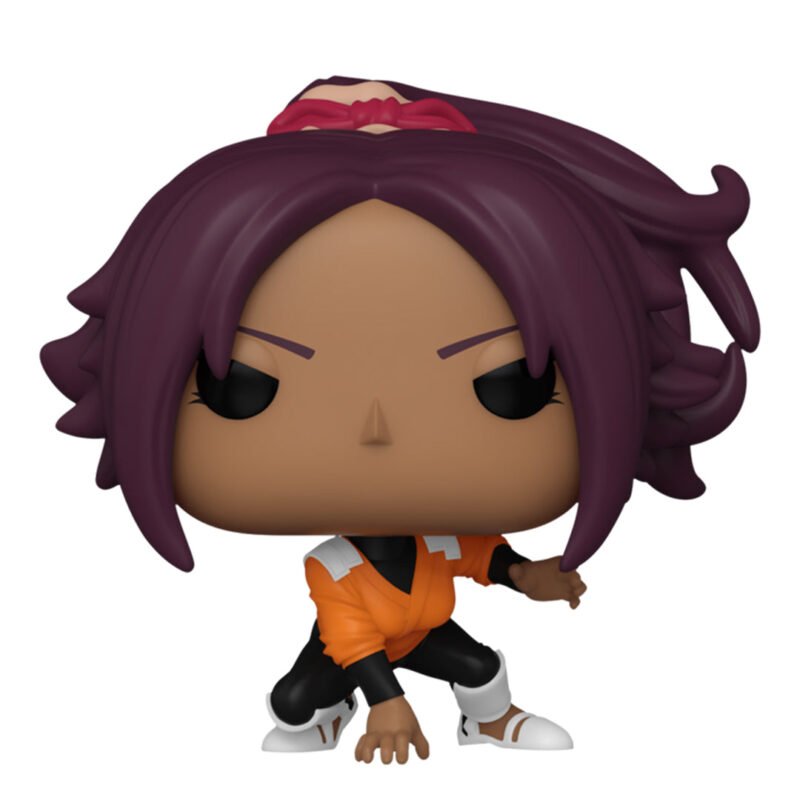 Figurine Yoruichi Bleach posture dynamique de combat, cheveux violets