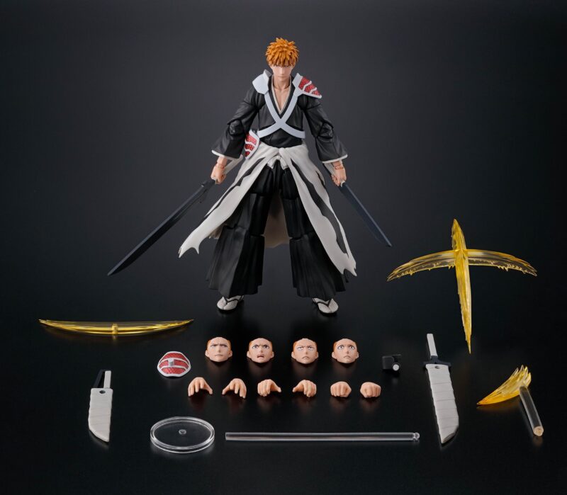 Figurine Ichigo Kurosaki Bleach avec cheveux longs, shihakushō modifié