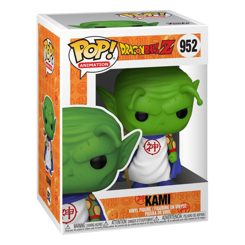 Kami de Dragon Ball, figurine Funko POP, portant une tenue traditionnelle et tenant sa canne, mesurant 9 cm, fabriquée en PVC.