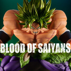 Figurine de Broly de 15 cm représentant le personnage avec des cheveux hérissés, des yeux blancs et une expression furieuse, fabriquée par Banpresto.