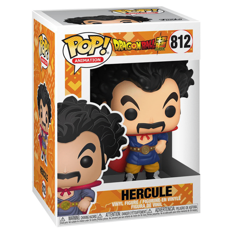 Figurine Pop de Hercule alias Mr Satan, personnage de Dragon Ball, avec une posture dynamique et un design coloré, fabriquée par Funko.