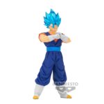 Figurine de Vegetto en Super Saiyan Blue mesurant 18 cm, représentant la fusion de Gokû et Vegeta, fabriquée par Banpresto.