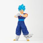 Figurine de Vegetto en Super Saiyan Blue mesurant 18 cm, représentant la fusion de Gokû et Vegeta, fabriquée par Banpresto.