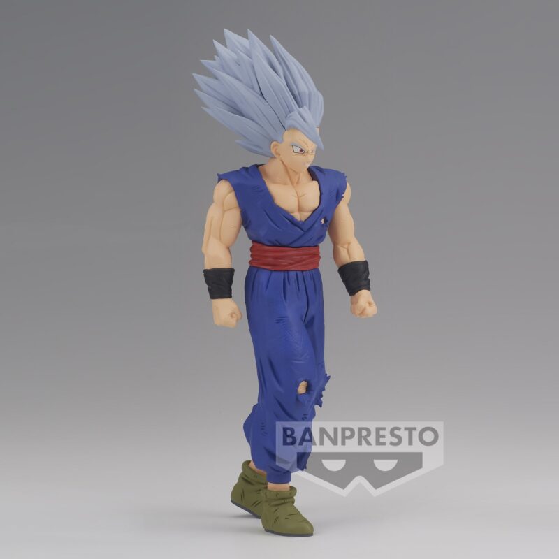 Figurine de Son Gohan Beast de Dragon Ball Super, représentant le personnage en position dynamique avec des détails précis, fabriquée par Banpresto.