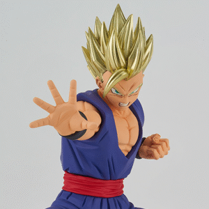 Figurine de Son Gohan en tenue bleue inspirée de Piccolo, fabriquée par Banpresto, mesurant 13 cm, en PVC.