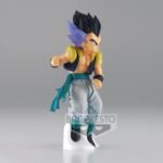 Figurine de Gotenks représentant la fusion entre Goten et Trunks, en PVC, mesurant 13 cm, avec des détails précis et des poses dynamiques.