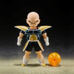 Figurine articulée de Krilin de la série Dragon Ball Z, représentant le personnage avec des détails fidèles à la saga Namek, en PVC, mesurant 11 cm.