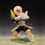 Figurine articulée de Krilin de la série Dragon Ball Z, représentant le personnage avec des détails fidèles à la saga Namek, en PVC, mesurant 11 cm.