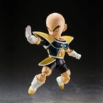 Figurine articulée de Krilin de la série Dragon Ball Z, représentant le personnage avec des détails fidèles à la saga Namek, en PVC, mesurant 11 cm.