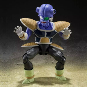 Figurine de Kyewi en PVC mesurant 14 cm, avec plusieurs visages et accessoires, représentant le personnage de Dragon Ball Z dans une pose dynamique.