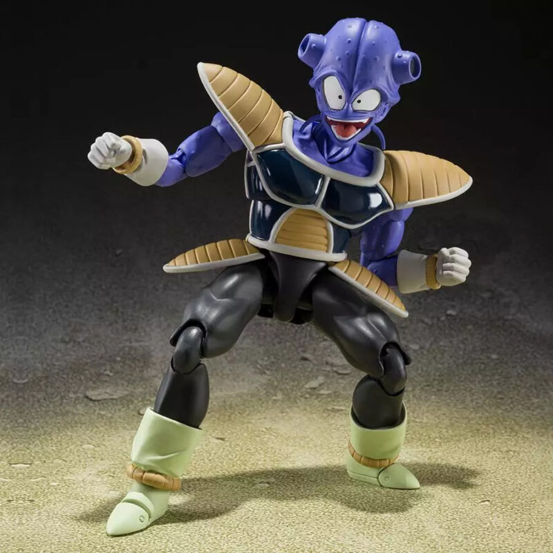 Figurine de Kyewi en PVC mesurant 14 cm, avec plusieurs visages et accessoires, représentant le personnage de Dragon Ball Z dans une pose dynamique.