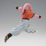 Figurine de Majin Buu avec des détails soignés, affichant une pose dynamique et des expressions faciales intenses, fabriquée par Banpresto.