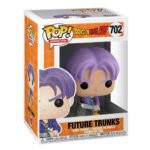 Figurine Funko Pop de Trunks de Dragon Ball avec une pose de combat dynamique, tenant une épée, représentant le Guerrier du Futur.